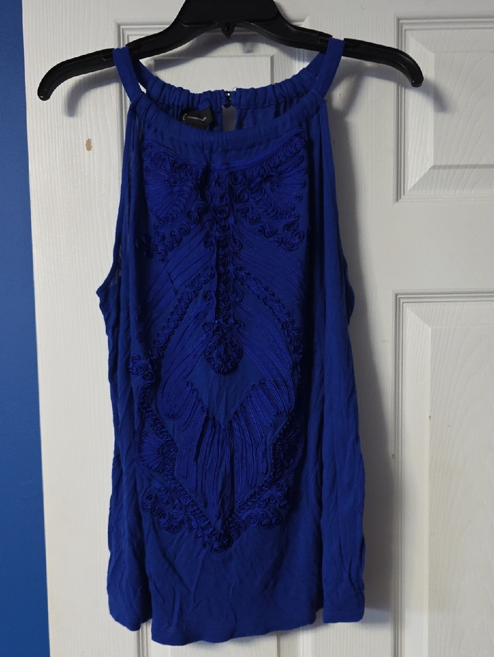 INC International Concepts Royal Blue Embroidered Halter Camisole